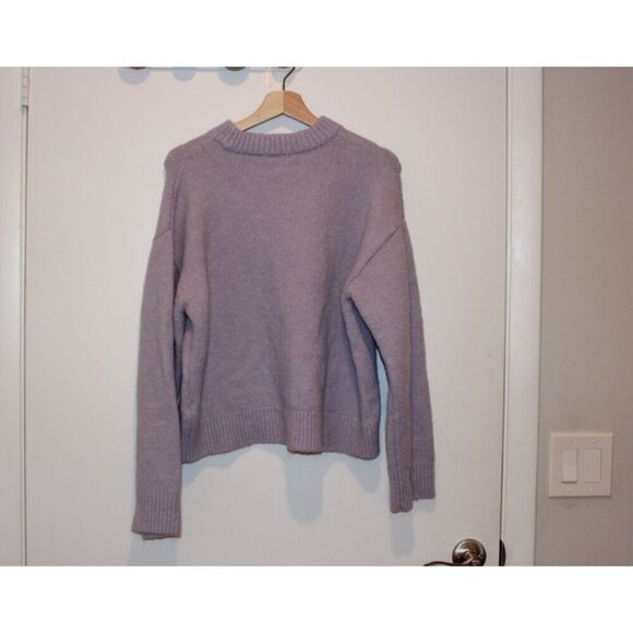 Zara Womens Lilac Oversized Knit  Pullover Sweater Size Large - Picture 5 of 9